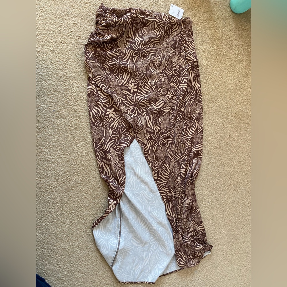 Brown free people floral maxi skirt
